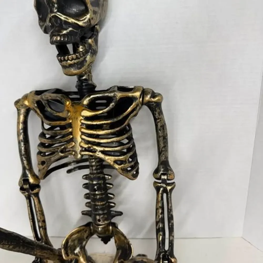 33” Posable Skeleton Decoration Halloween Fall gold and black